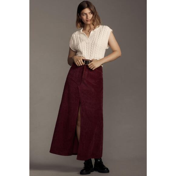 Anthropologie Dresses & Skirts - Pilcro The Madi Front-Slit Corduroy Skirt - Size 10